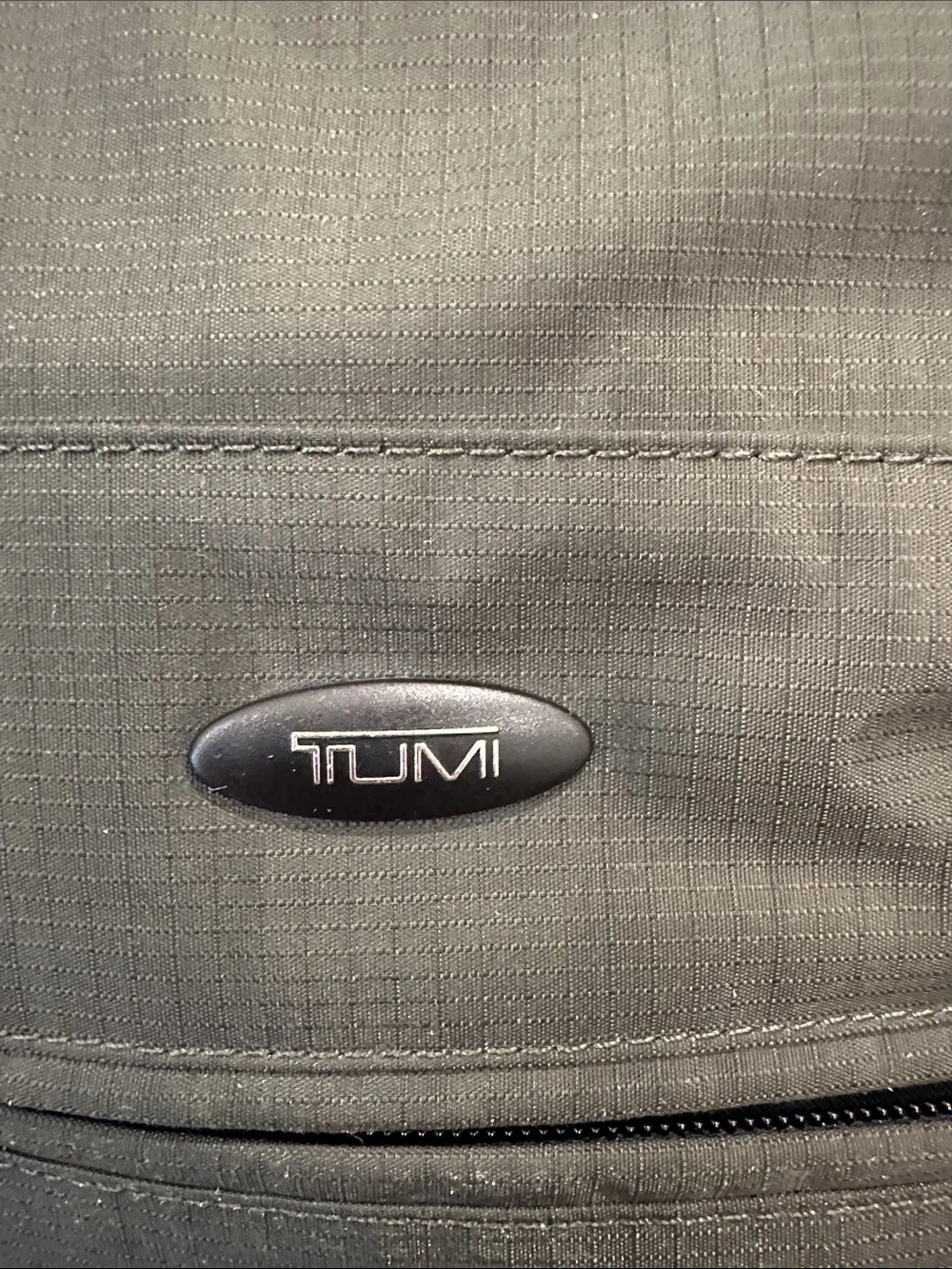 Tumi Olive Green Nylon Tote with Black Leather